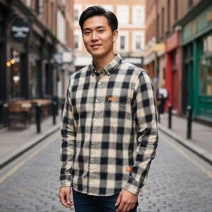 Superdry Men’s Plaid Flannel Button-Down Shirt – Size XL